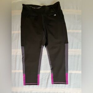 Champion New Women’s Capri Leggings with Black and Purple Design